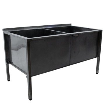 Ванна котломоечная двухсекционная 1520х800х850 сварная, борт, труба